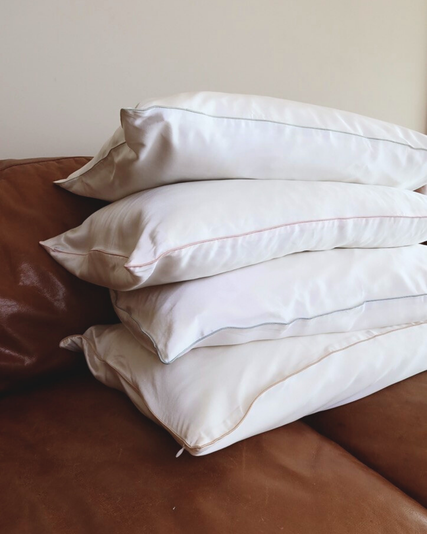 Silk Pillowcase - White + Heavenly Pink
